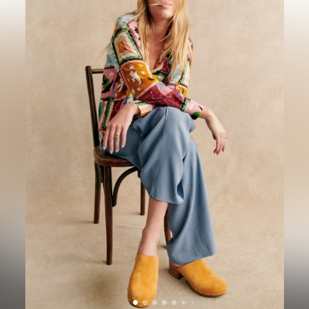 SÉZANE X PANGEA MAX SHIRT 100% Silk Button Down Long Sleeve Patchwork Multicolor - Picture 8 of 13